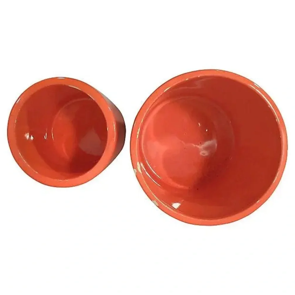 Vintage 60s Orange Kitchen Canister Ceramic XL Storage Jars Mid-Century